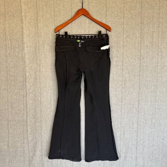 Forever 21 X Frankie and The Studs Studded Black Lace Up Low Rise Flare  Jeans - Picture 11 of 14